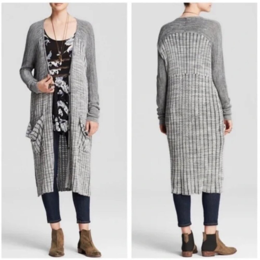 Free People Shadow Stripe Knit Duster Cardigan S